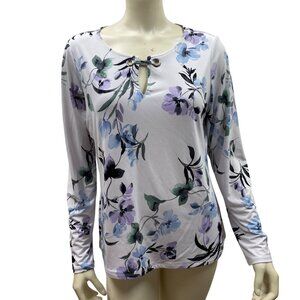 Calvin Klein Womens Floral Print Long Sleeve Top Large‎